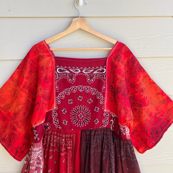 Handmade Earthy Voluminous Maxi Bandana Dress SKU 02265 Red Rose - Picture 12 of 16